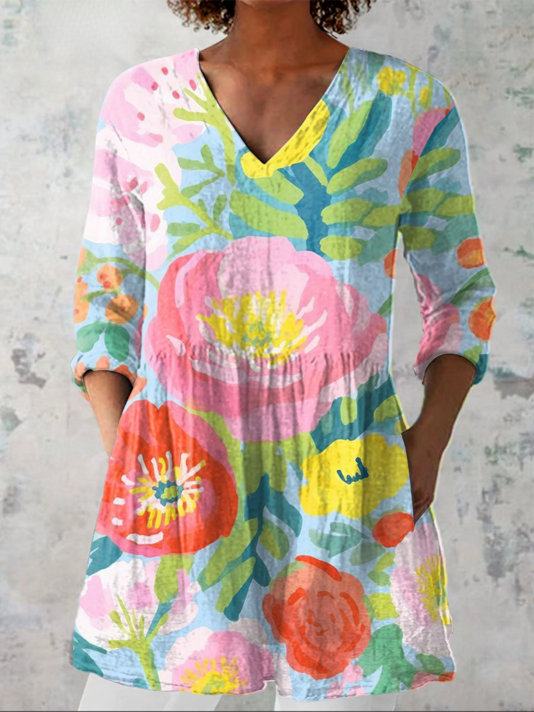 Henrietta | Lange Bluse mit V-Ausschnitt-Design