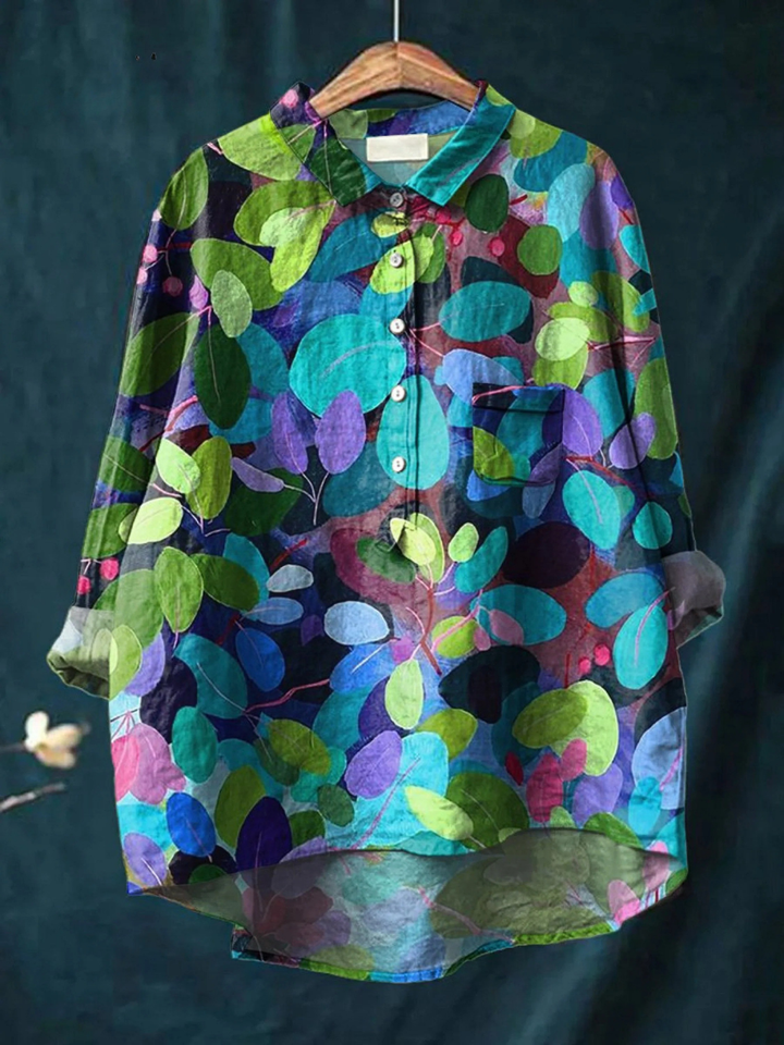 Lotte | Leichte Damenbluse mit Waldkunst-Muster