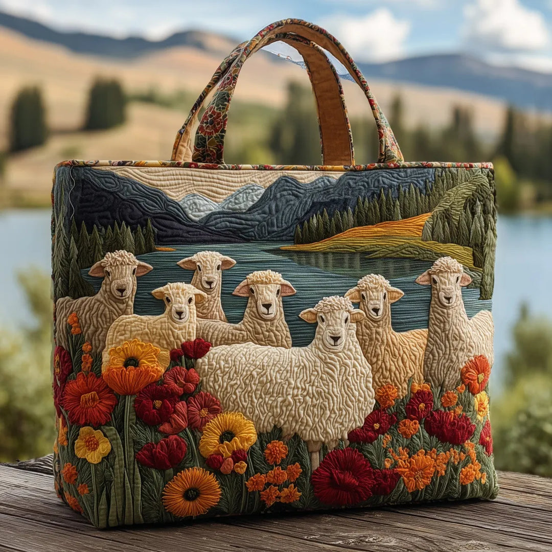 Handgemachte Tasche - Schafe am See
