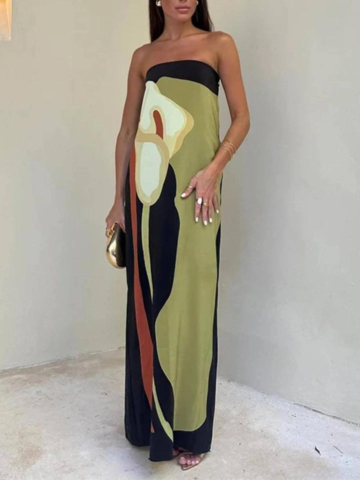 Ursula | Ärmeloses Maxi-Abendkleid mit Print im Stil Costiero