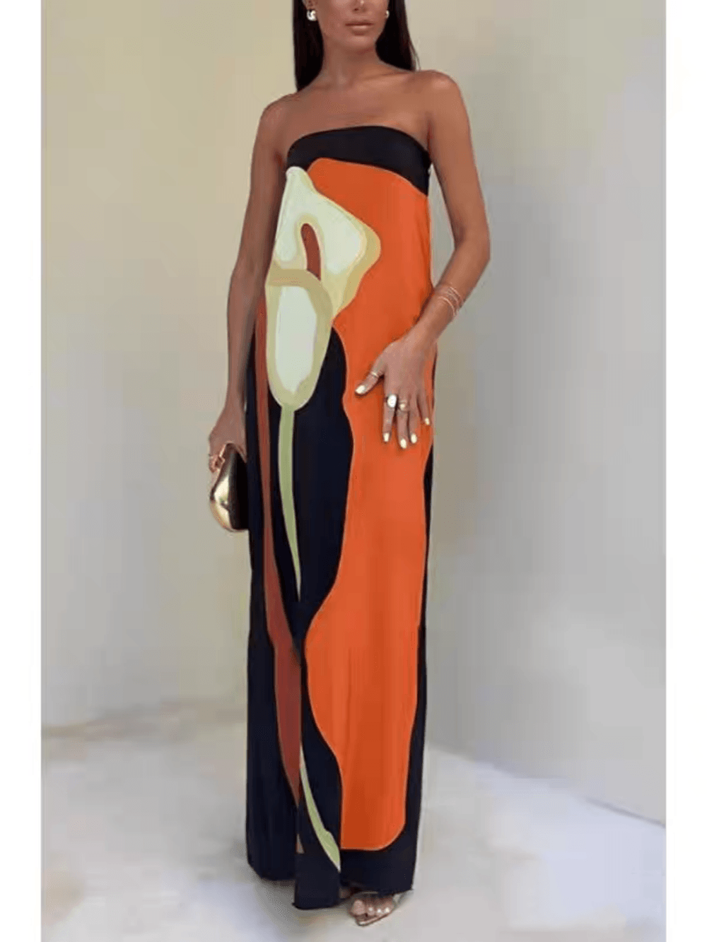 Ursula | Ärmeloses Maxi-Abendkleid mit Print im Stil Costiero