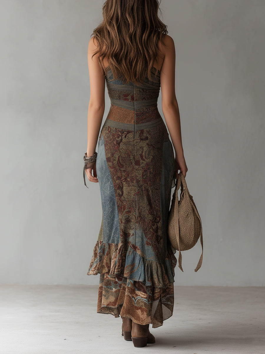 Lina | Vintage Maxikleid mit Blumenmuster