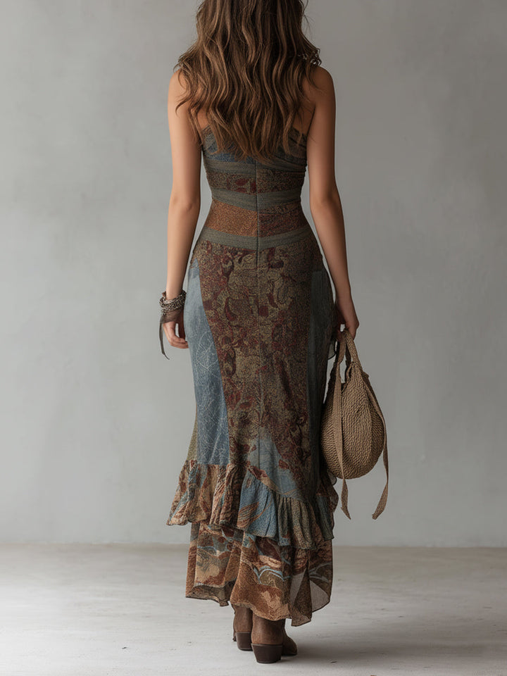 Lina | Vintage Maxikleid mit Blumenmuster