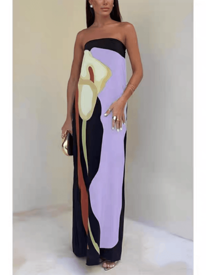Ursula | Ärmeloses Maxi-Abendkleid mit Print im Stil Costiero