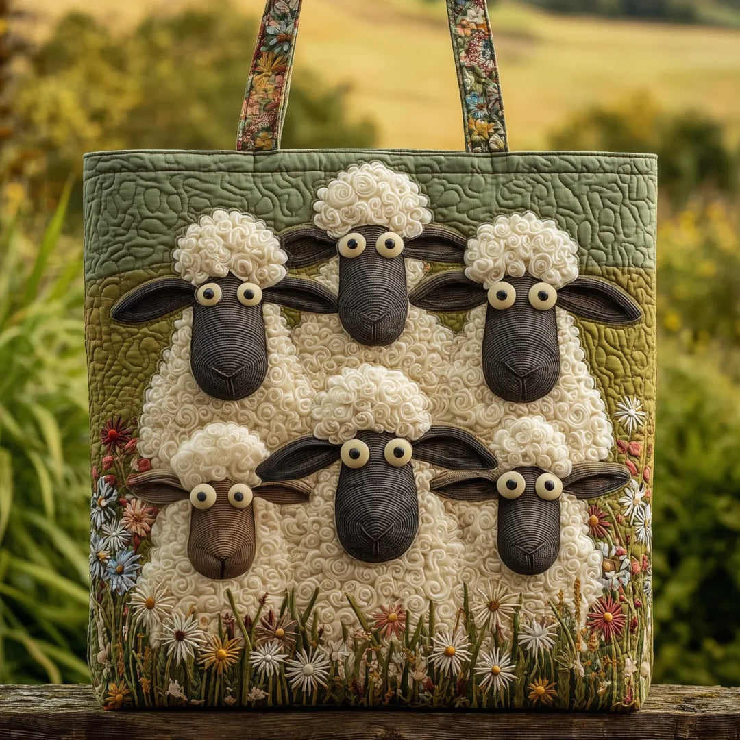 Handgemachte Tasche - Fünf Schafe