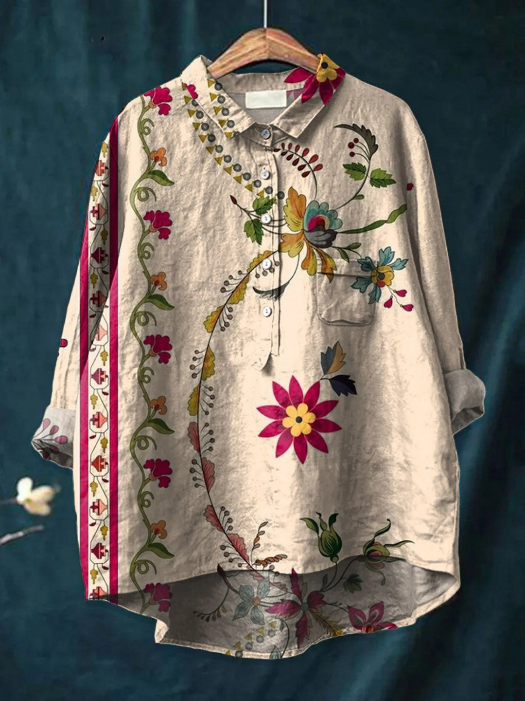 Ida | Leichte Bluse mit nostalgischem Blumenmuster