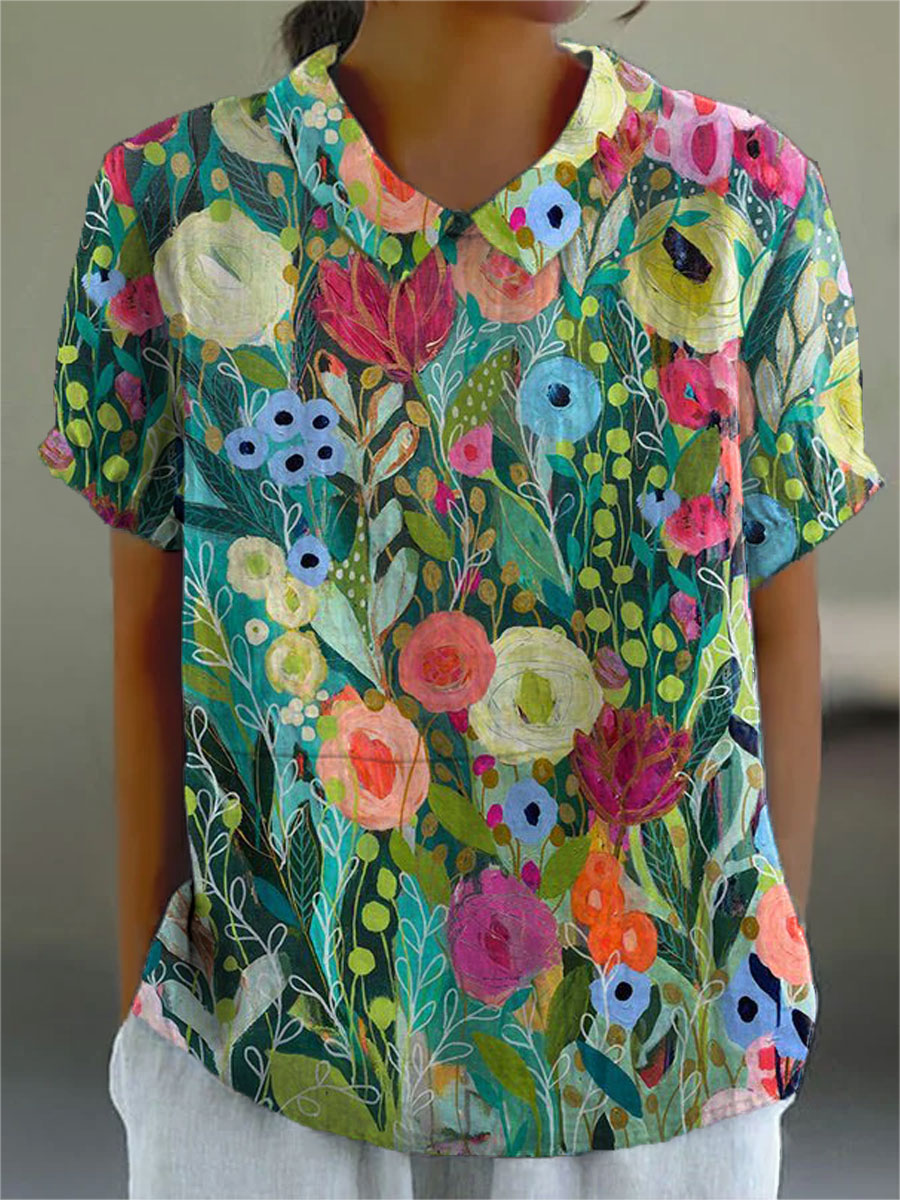 Xenia | Bluse im Aquarell-Blumen-Design