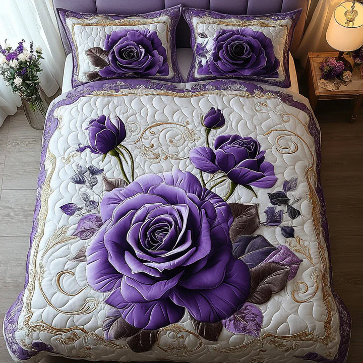 3-teiliges Bettwäsche-Set in Rosa und Violett