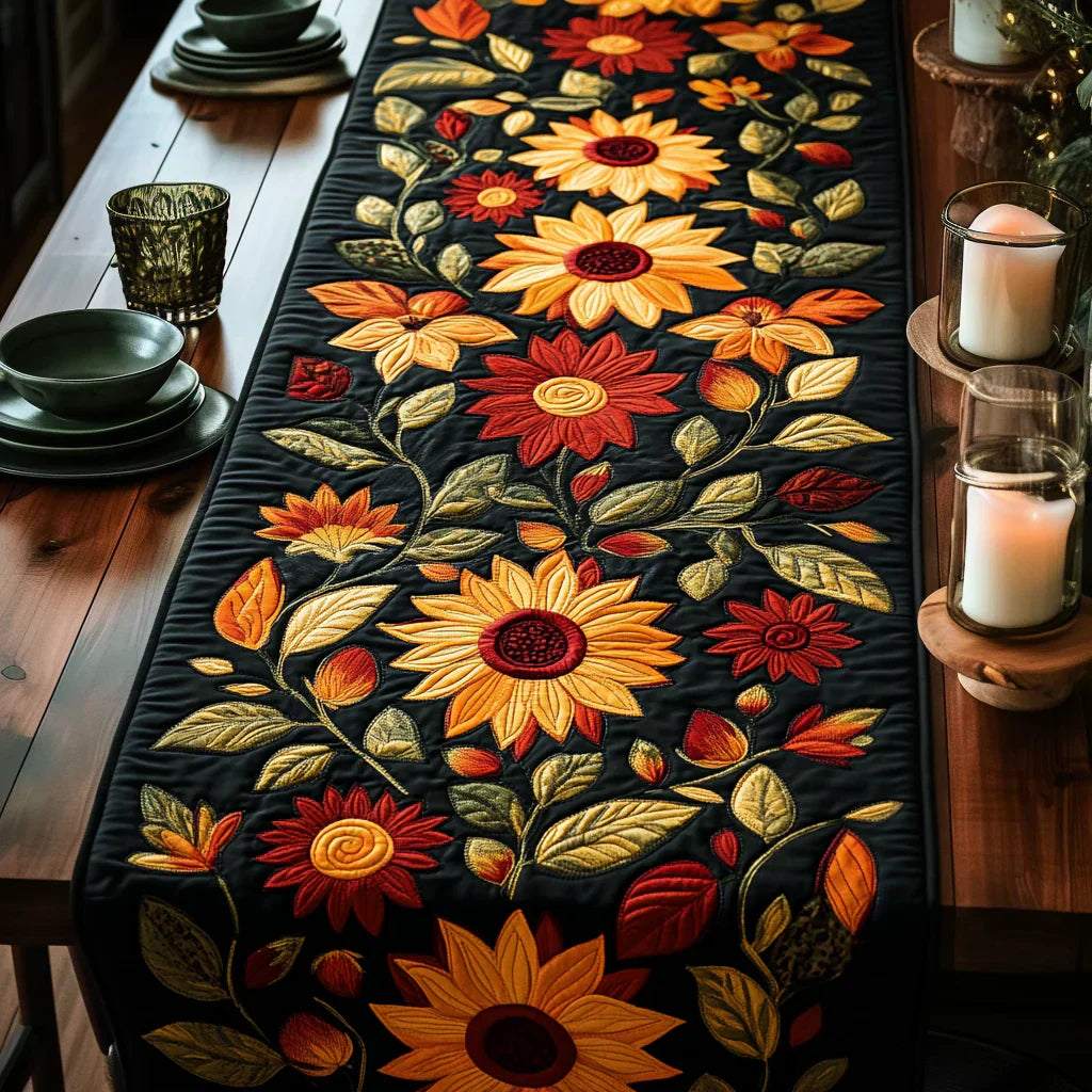 Polsternder Tischläufer mit Herbstsonnenblumen-Motiv