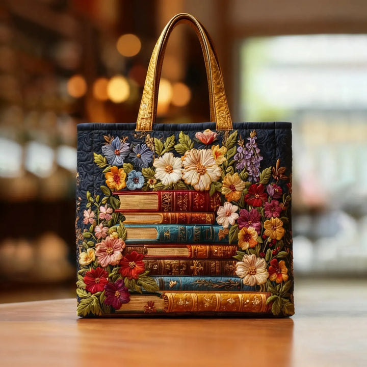 Handgemachte Tasche mit Blumenmuster und Buchdesign