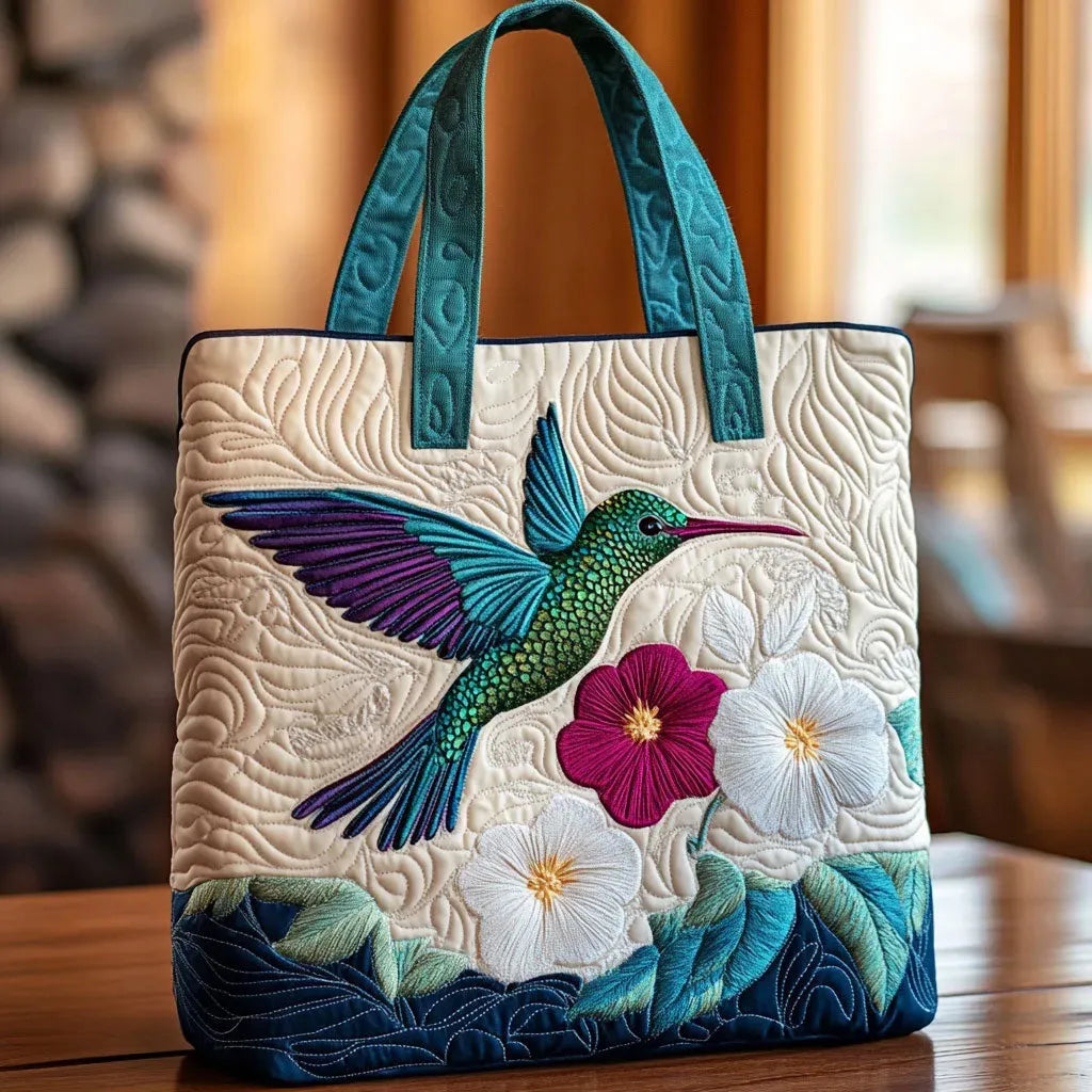 Polsterte Tasche - Kolibri mit Weißer Blume