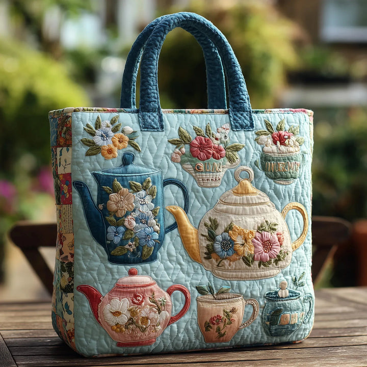 Gesteppte Tragetasche mit Blumenmuster
