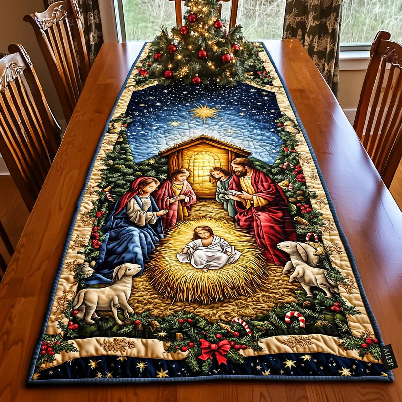 Polsternder Tischläufer mit Weihnachtsstern-Motiv