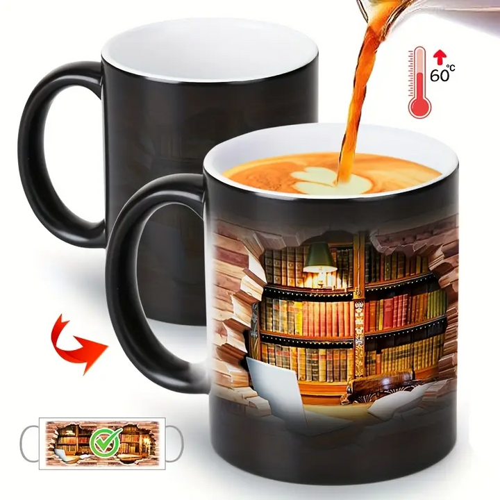 Magische Bücherregal Keramiktasse mit Wärme-Effekt