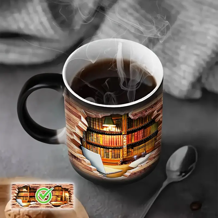 Magische Bücherregal Keramiktasse mit Wärme-Effekt