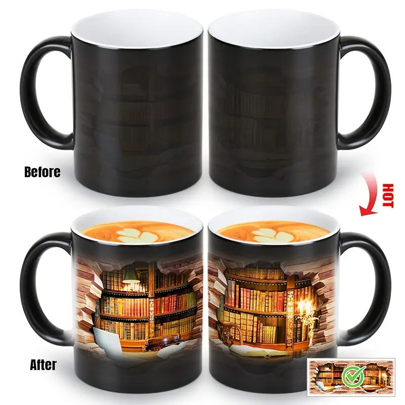 Magische Bücherregal Keramiktasse mit Wärme-Effekt