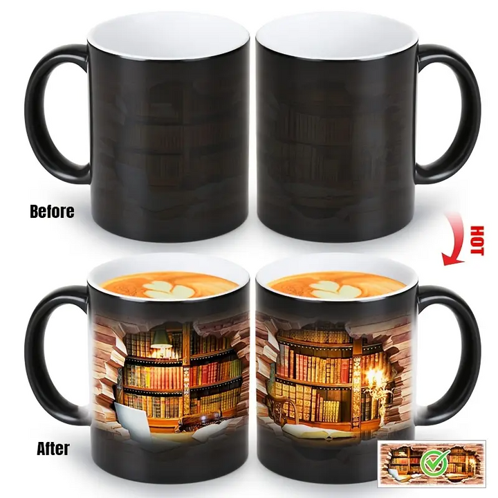 Magische Bücherregal Keramiktasse mit Wärme-Effekt