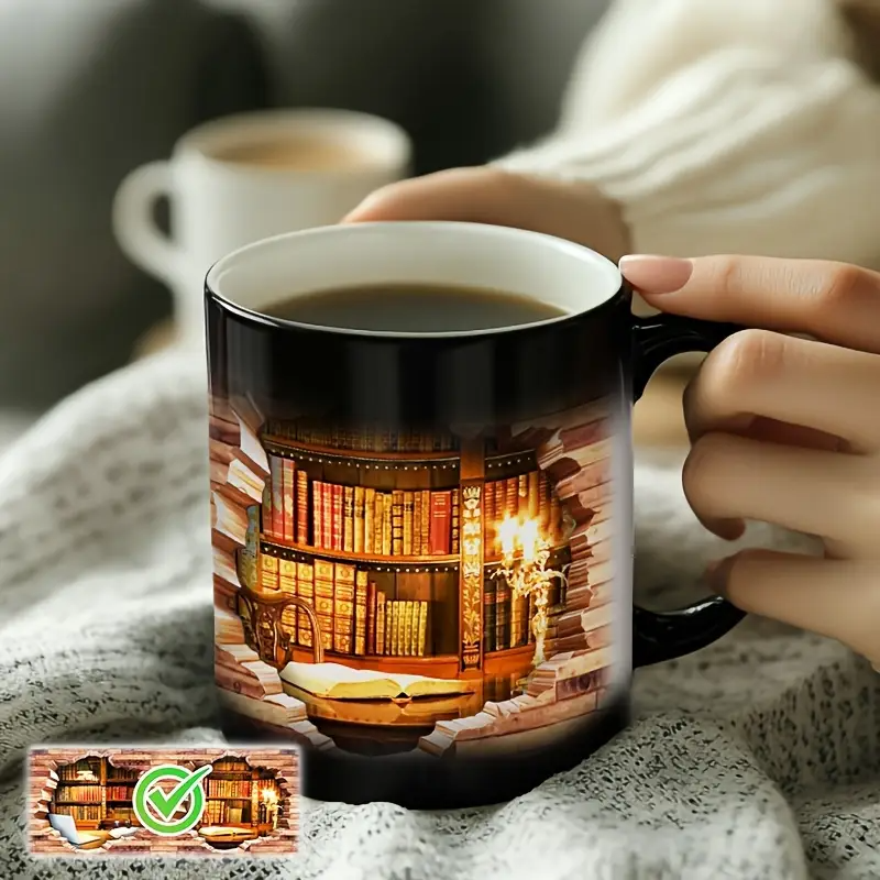 Magische Bücherregal Keramiktasse mit Wärme-Effekt