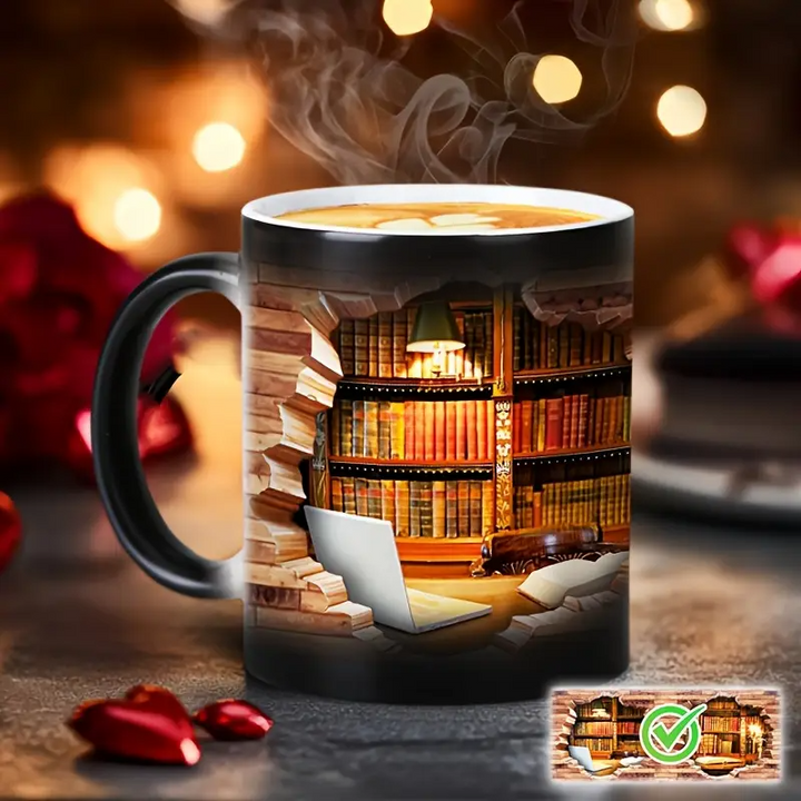 Magische Bücherregal Keramiktasse mit Wärme-Effekt