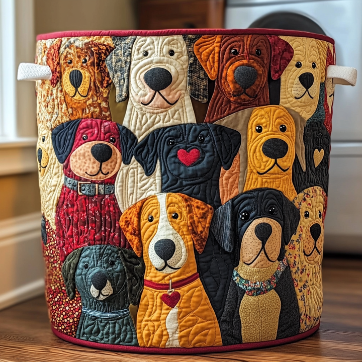 Farbenfrohe Hunde | Handgemachter Wäschekorb