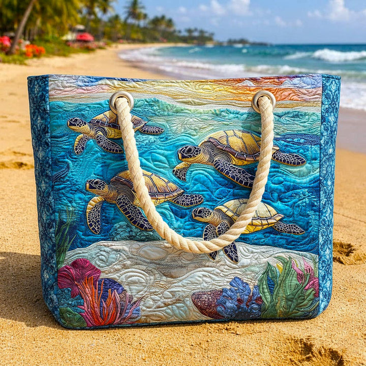 Handcrafted Beach Bag | Sea Turtle Design