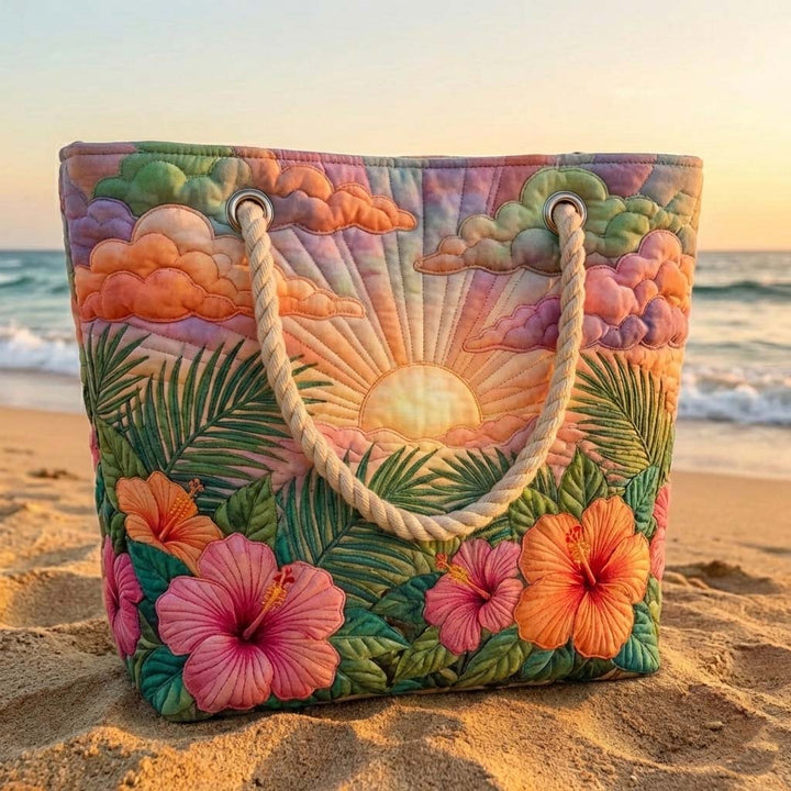 Handgemachte Strandtasche | Tropischer Sonnenaufgang