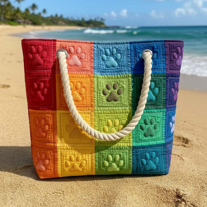Handgemachte Strandtasche mit Fußabdruck-Patch