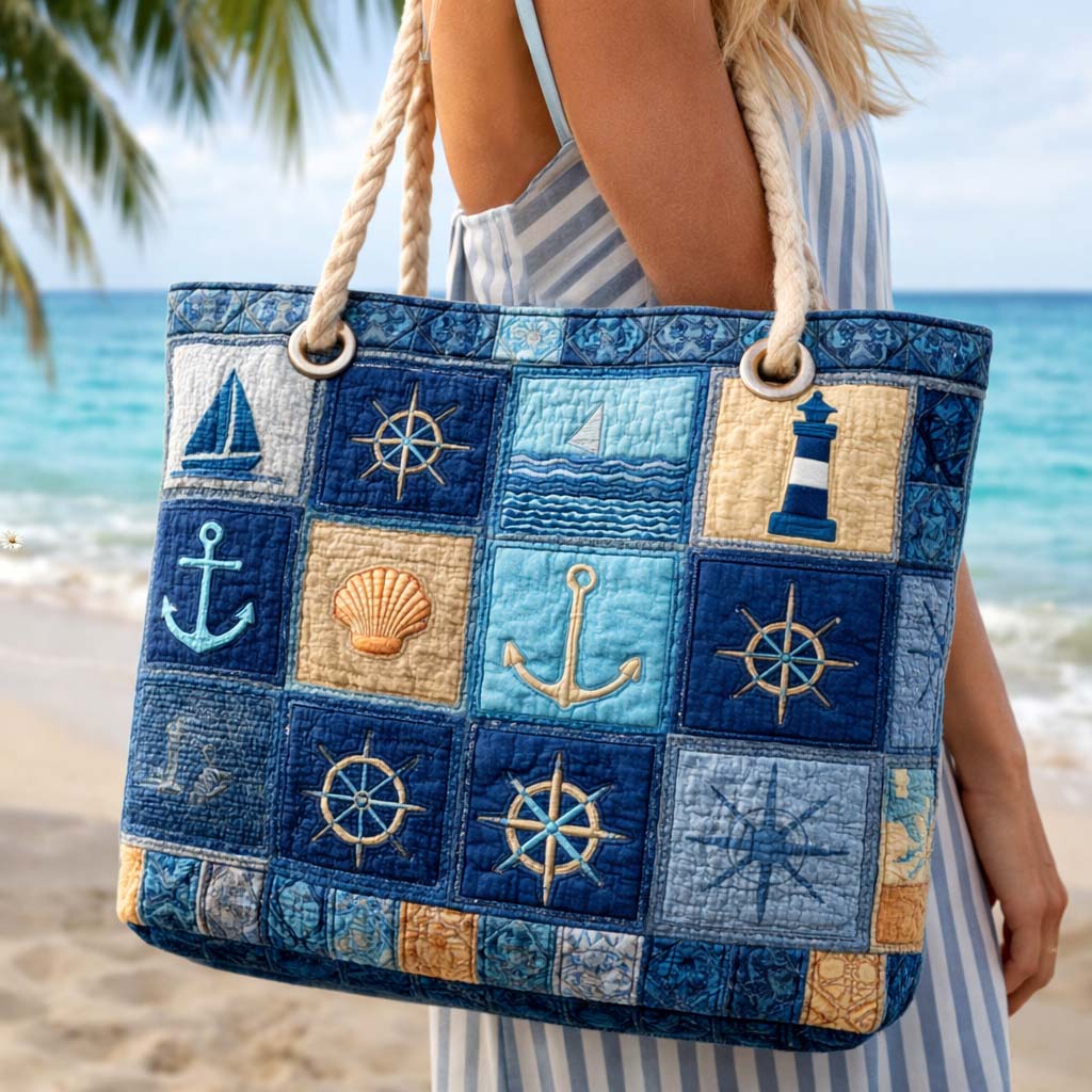Handcrafted Beach Bag | Nautical Blue