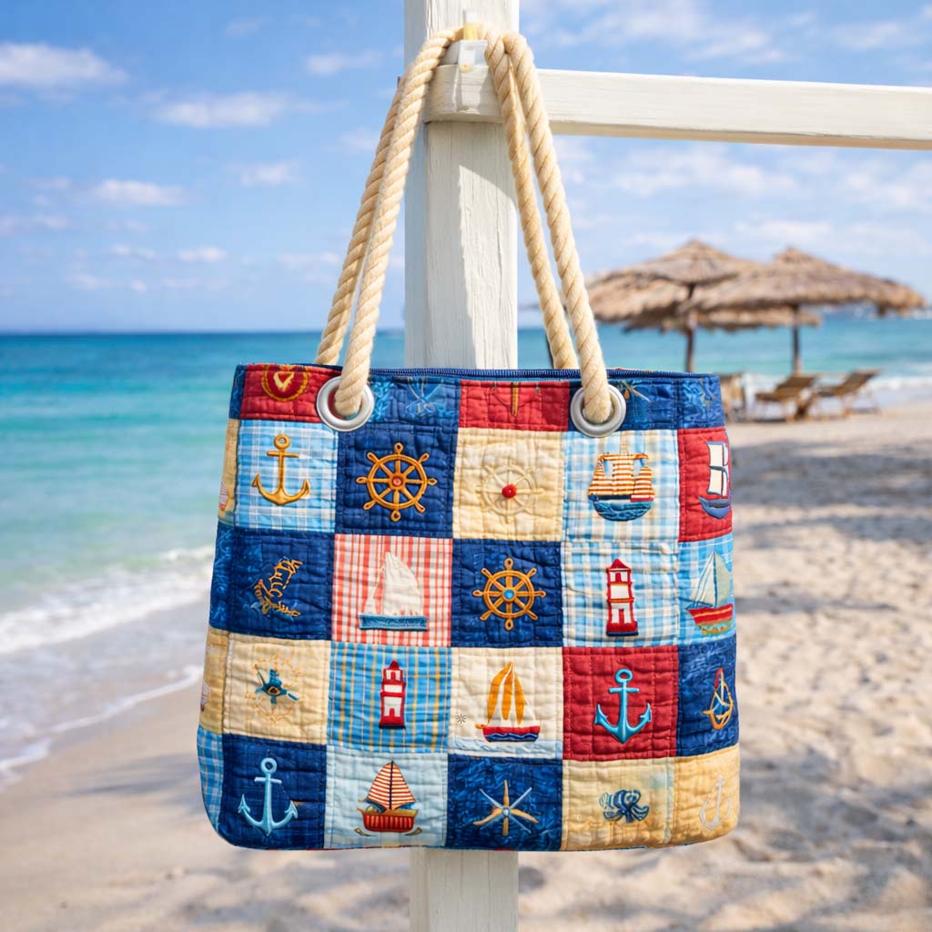 Handcrafted Beach Bag | Nautical Patchwork