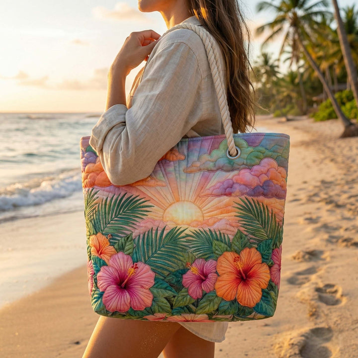 Handgemachte Strandtasche | Tropischer Sonnenaufgang