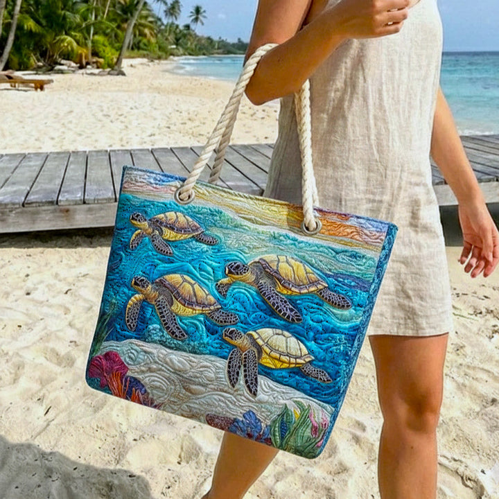Handcrafted Beach Bag | Sea Turtle Design
