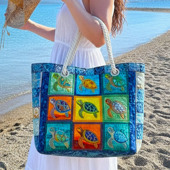 Handcrafted Beach Bag | Serene Turtle Design