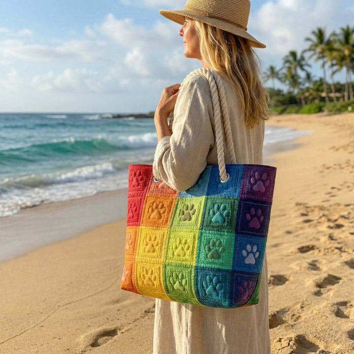 Handgemachte Strandtasche mit Fußabdruck-Patch