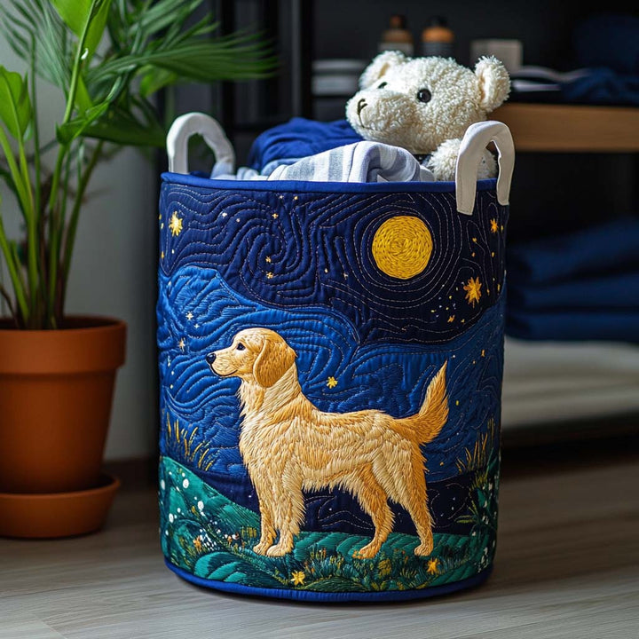 Goldener Hund Zauber | Handgefertigter Wäschekorb