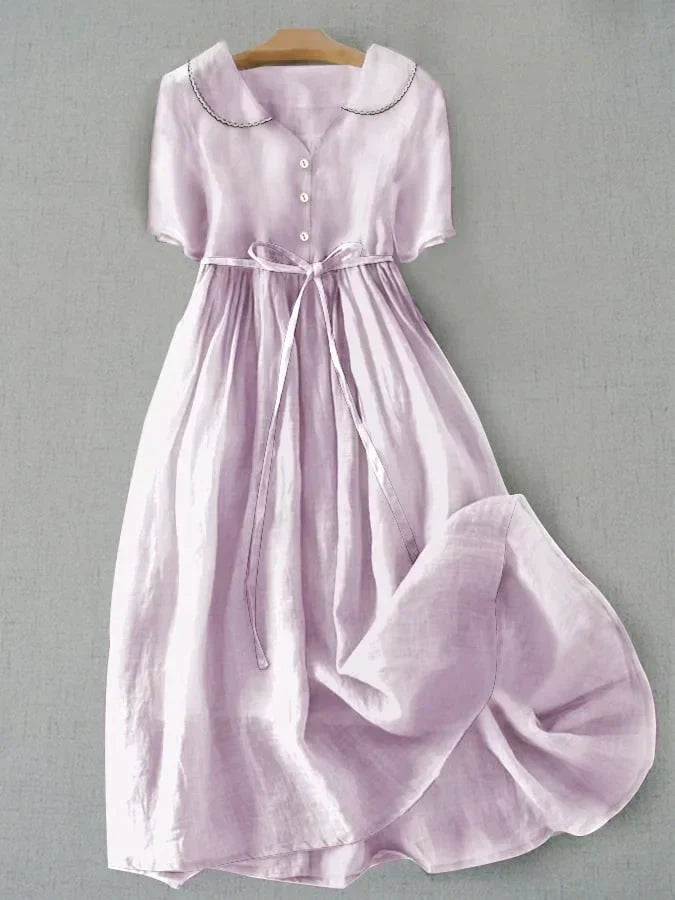 Frieda | Elegantes Halbarmkleid aus Baumwolle und Leinen