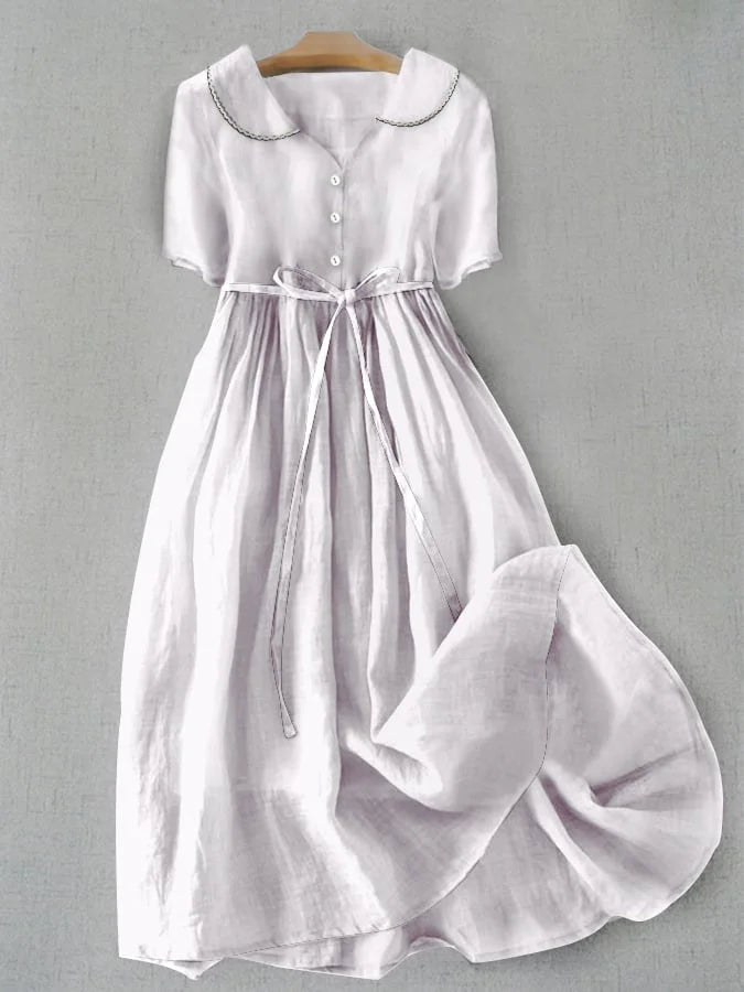Frieda | Elegantes Halbarmkleid aus Baumwolle und Leinen
