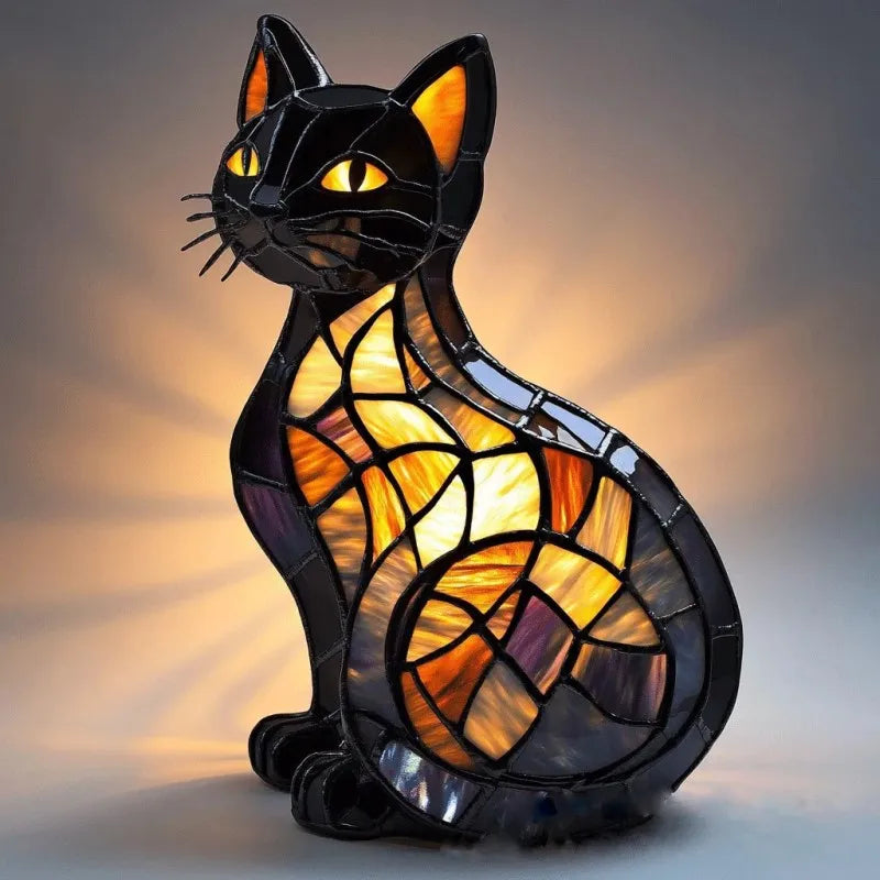 Glühende Katze bei Nacht