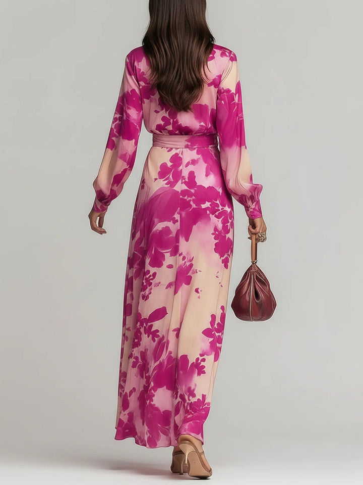 Annika | V-Neck Floral Maxi Dress with Belt