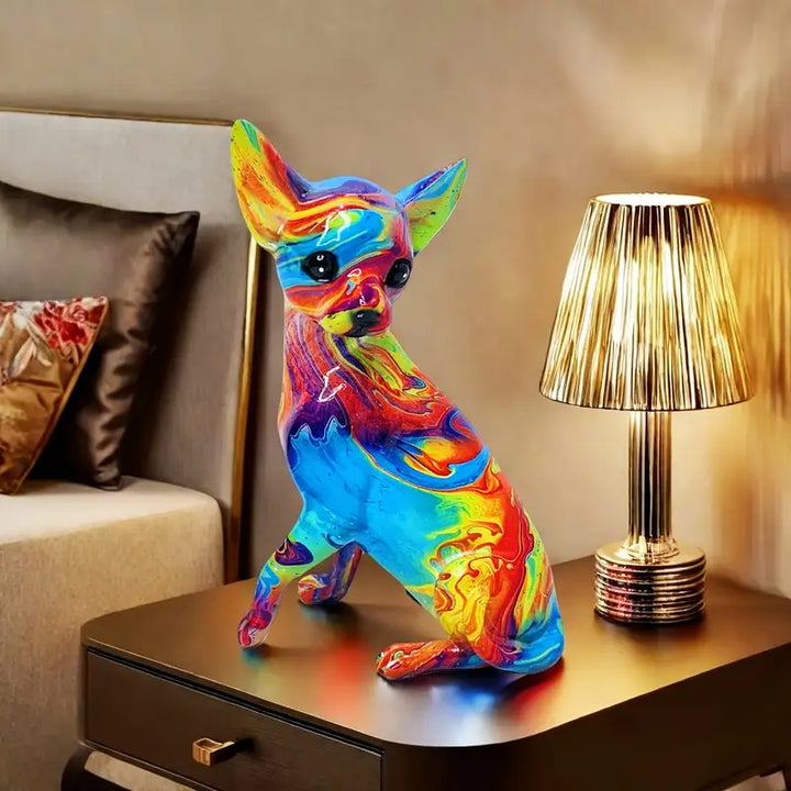 Chihuahua Tischlampe aus lebhaftem Harz