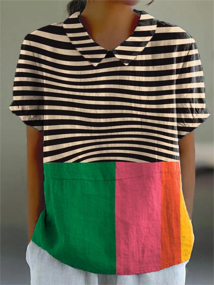 Emma-Lotte | Bluse mit auffälligen Streifen und Farbblock-Design