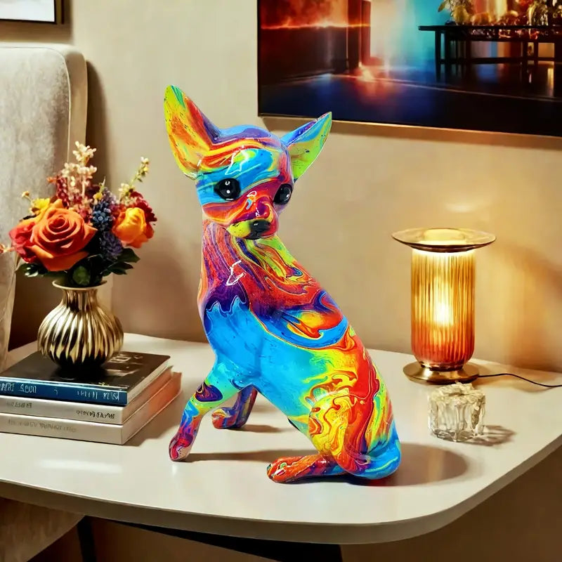 Chihuahua Tischlampe aus lebhaftem Harz