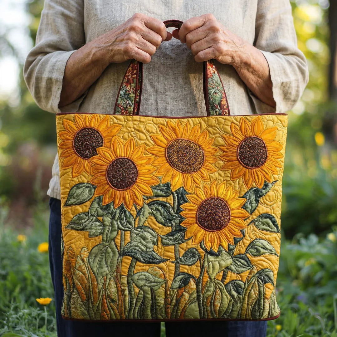 Traditionelle Stepp-Tasche mit Sonnenblumen-Muster