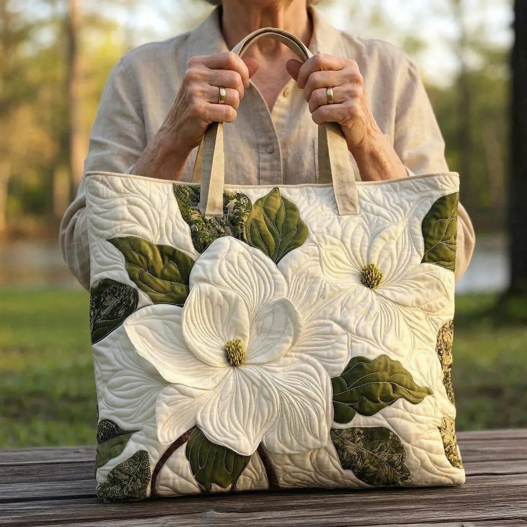 Handgefertigte Stepptasche – Elegante Lilien