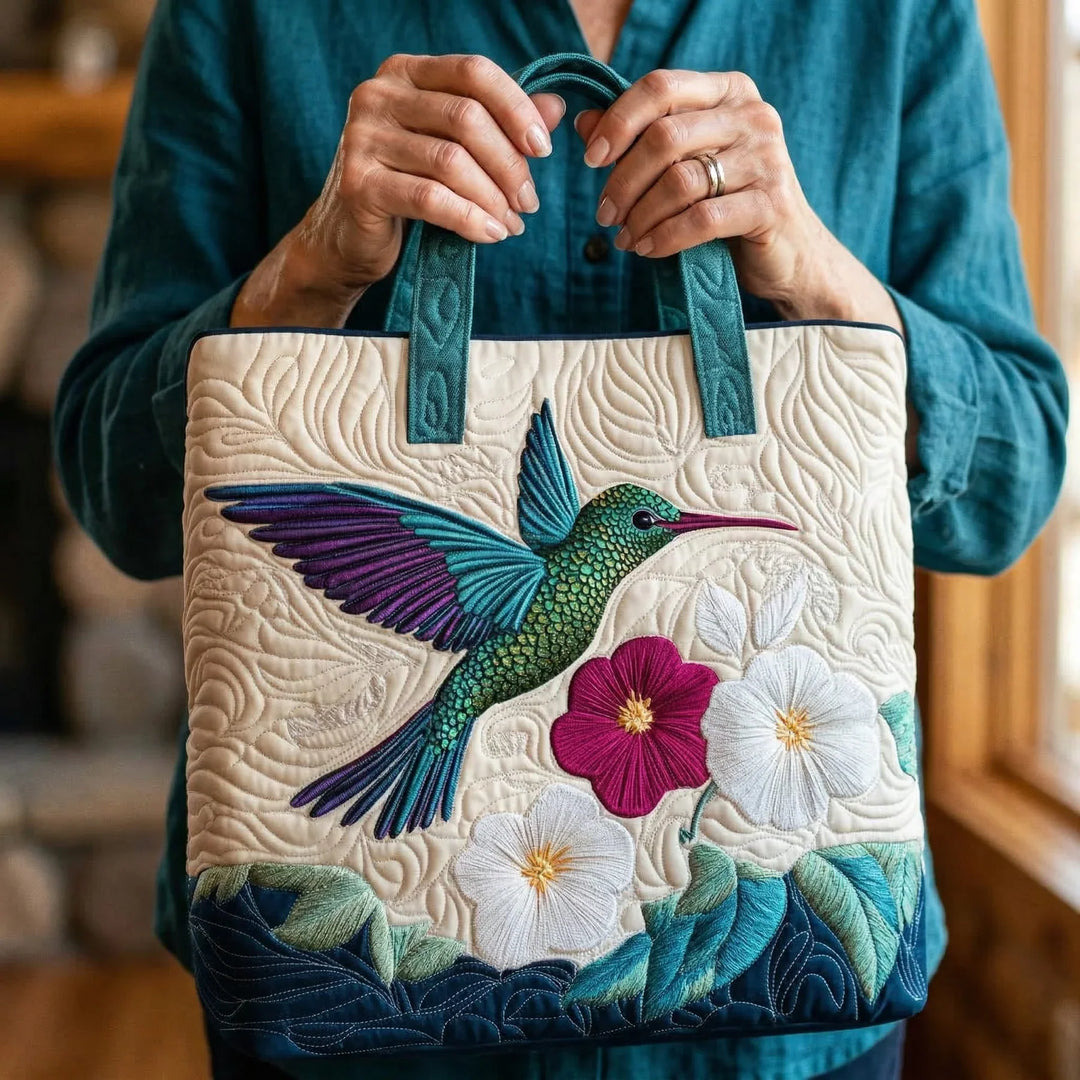 Polsterte Tasche - Kolibri mit Weißer Blume