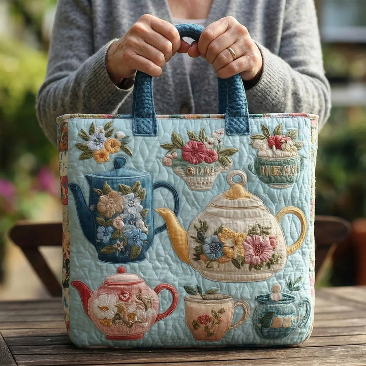 Gesteppte Tragetasche mit Blumenmuster