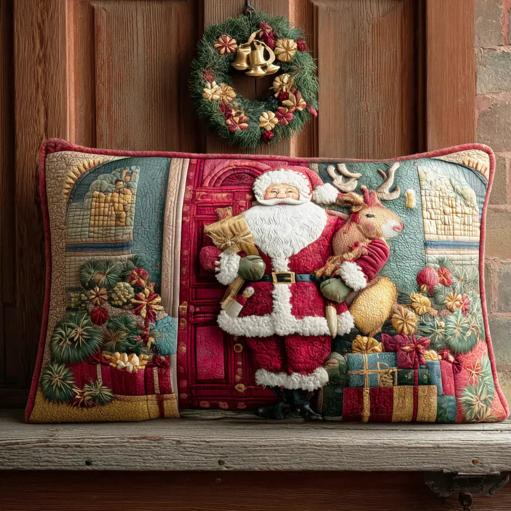 Plüschiger Kissenbezug - Festliche Weihnachtsmann-Begrüßung